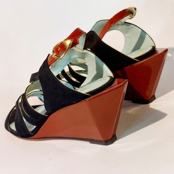 RARE Atalanta Weller red & black sculptural wedge sandal, EU40/US9.5 NWT - Picture 6 of 15